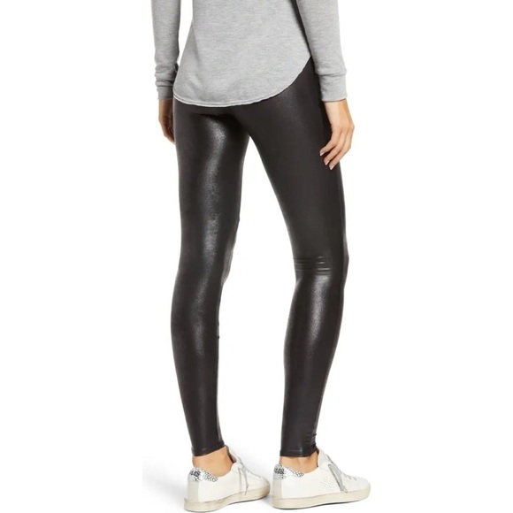 SPANX VERY BLACK Faux Leather Leggings SZ. 2X L - Picture 2 of 12